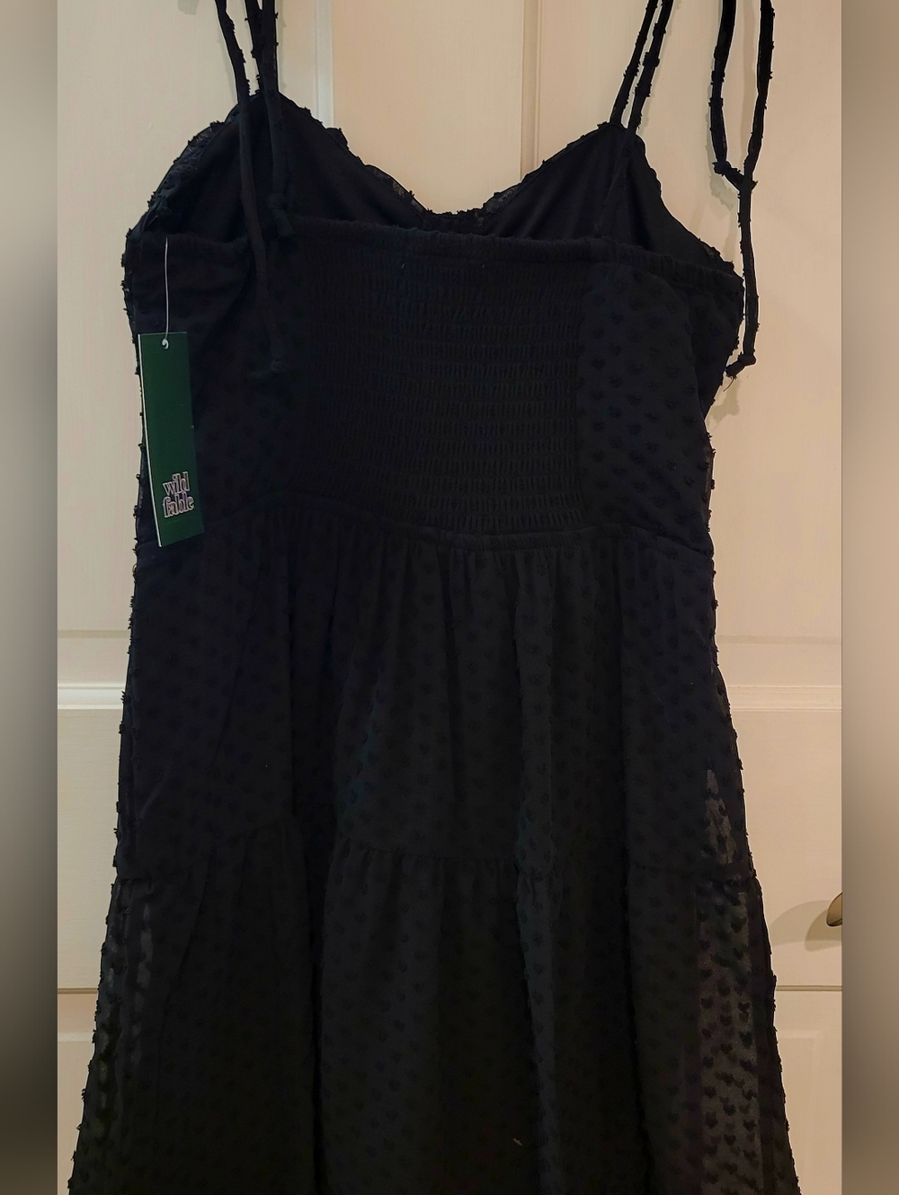 Wild Fable Black Textured Heart Tie-Shoulder Mini Dress Size XS - Picture 2 of 5